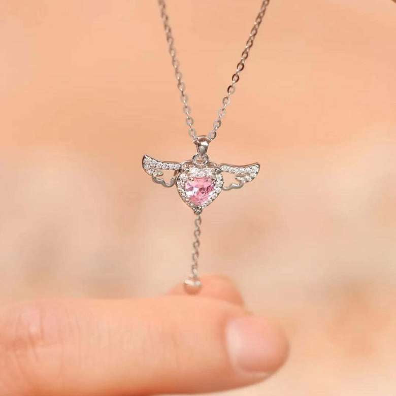 Flutter heart wings necklace