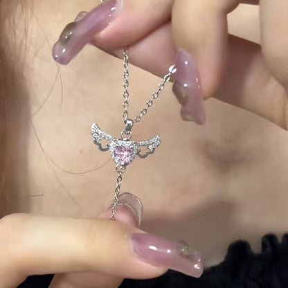 Flutter heart wings necklace