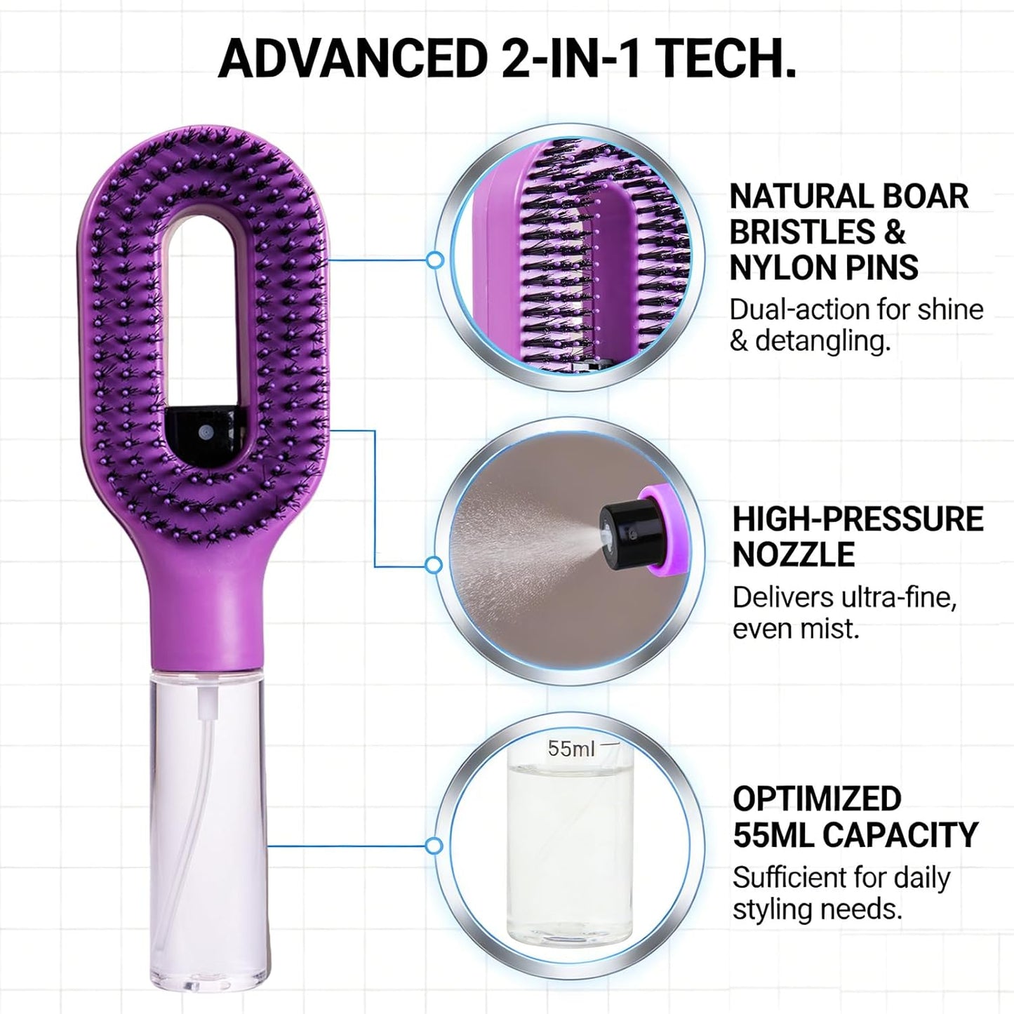 MistGlow 2 in 1 Hair Brush ✨