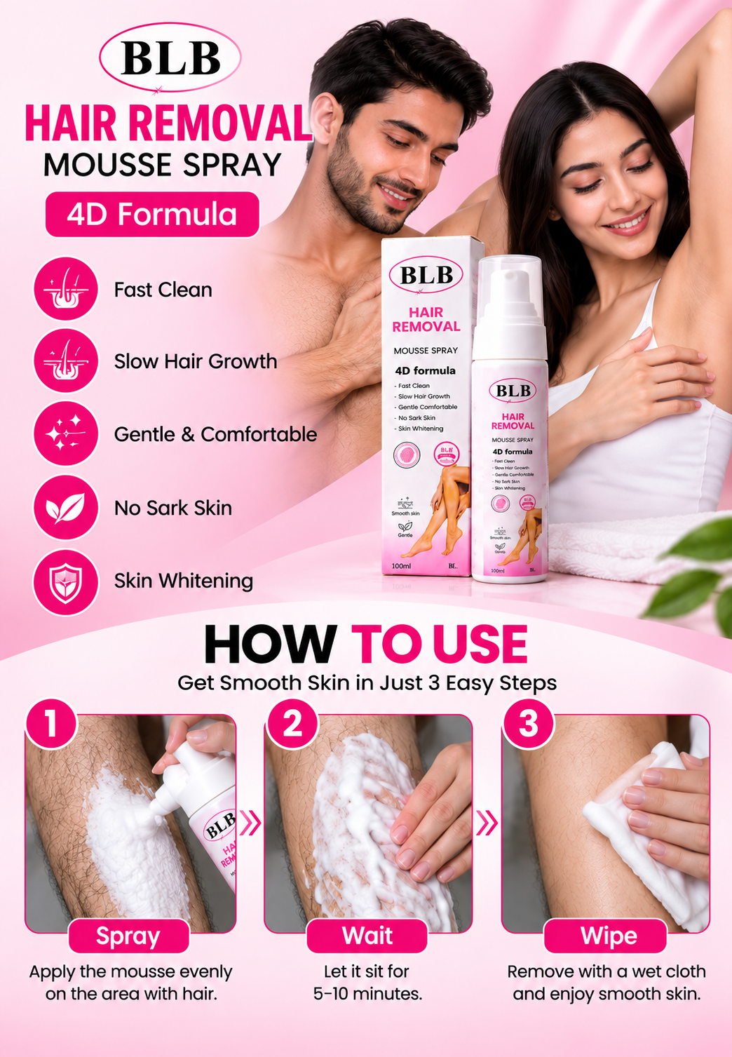 BLB 4D Hair Removal Mousse Spray