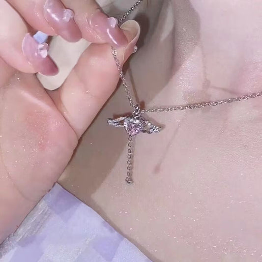 Flutter heart wings necklace