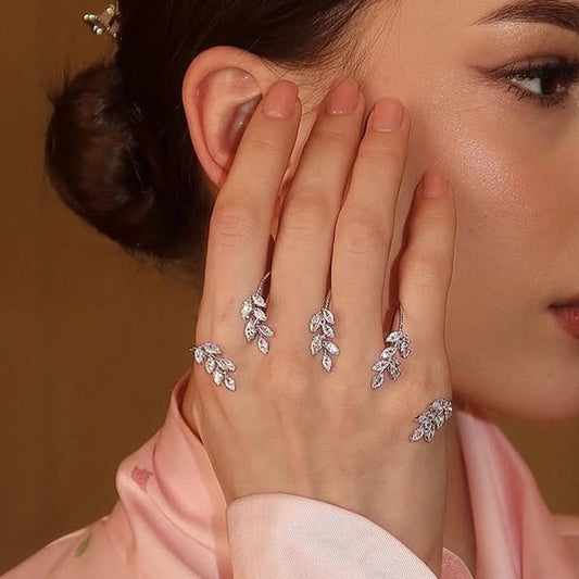 Crystal leaf veil hand jewellery