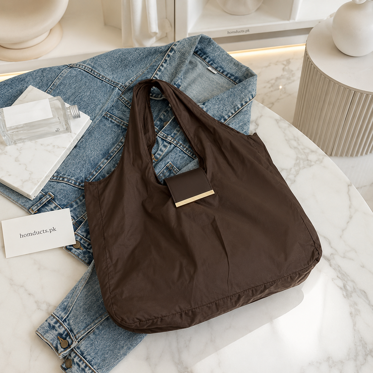 2-in-1 Foldable Reusable Shopping Tote Bag with Compact Keychain Pouch – Lightweight Waterproof Travel Grocery Handbag