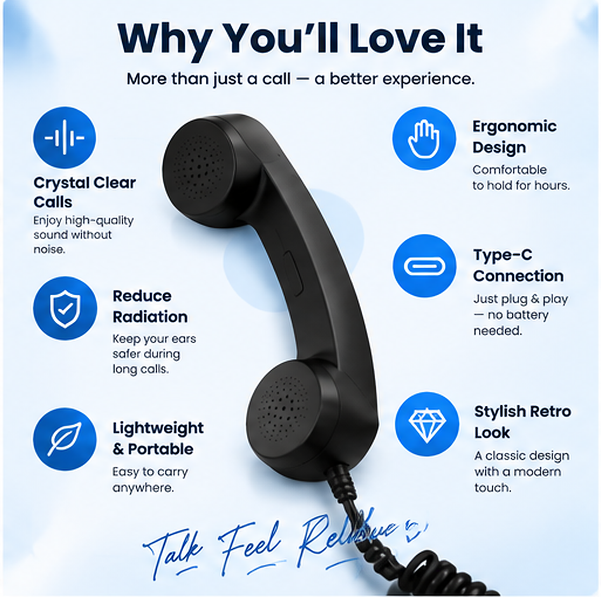 ☎️ Retro telephone handset with Type-C interface 📞