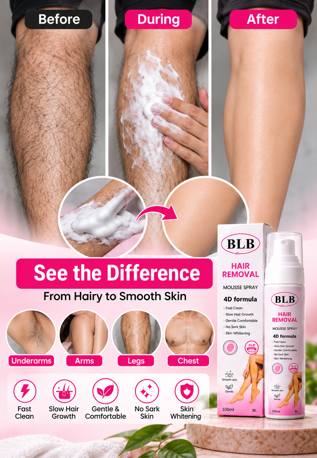 BLB 4D Hair Removal Mousse Spray