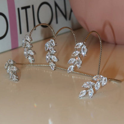 Crystal leaf veil hand jewellery