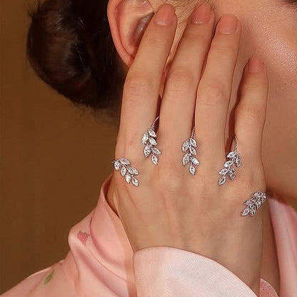 Crystal leaf veil hand jewellery