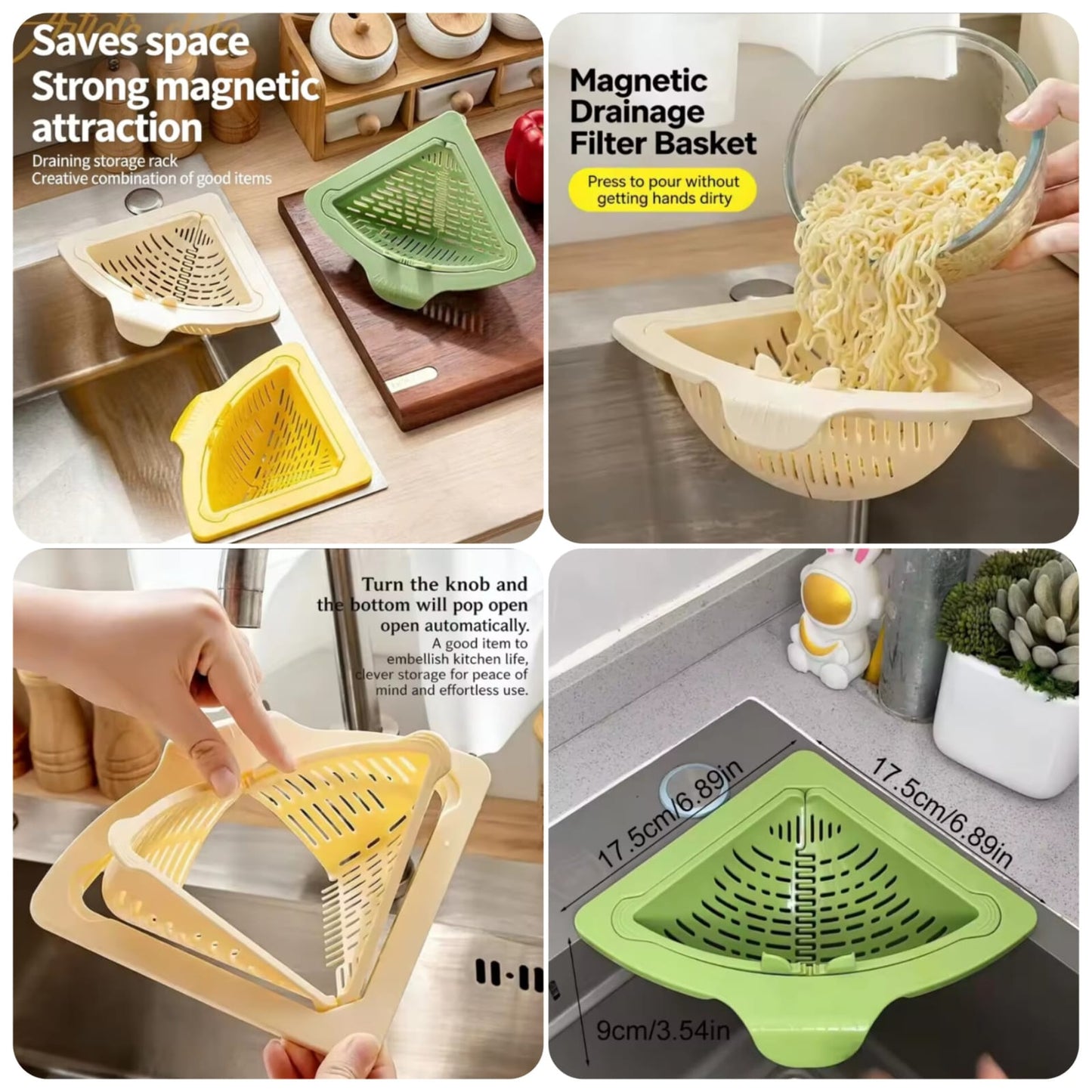 Magnetic Corner Sink Drain Basket Strainexa