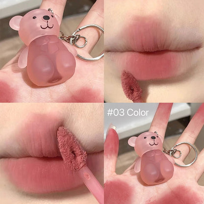 Mini teddy bear lipgloss keychain
