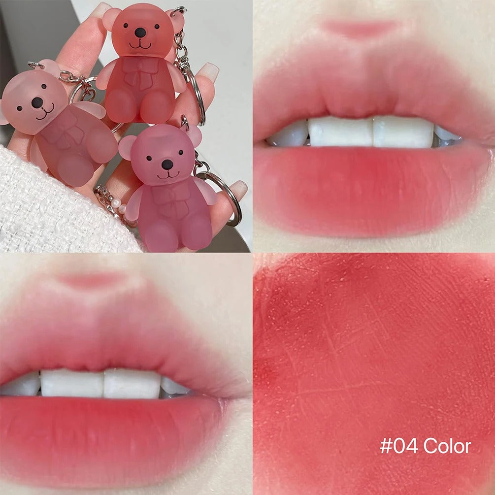 Mini teddy bear lipgloss keychain