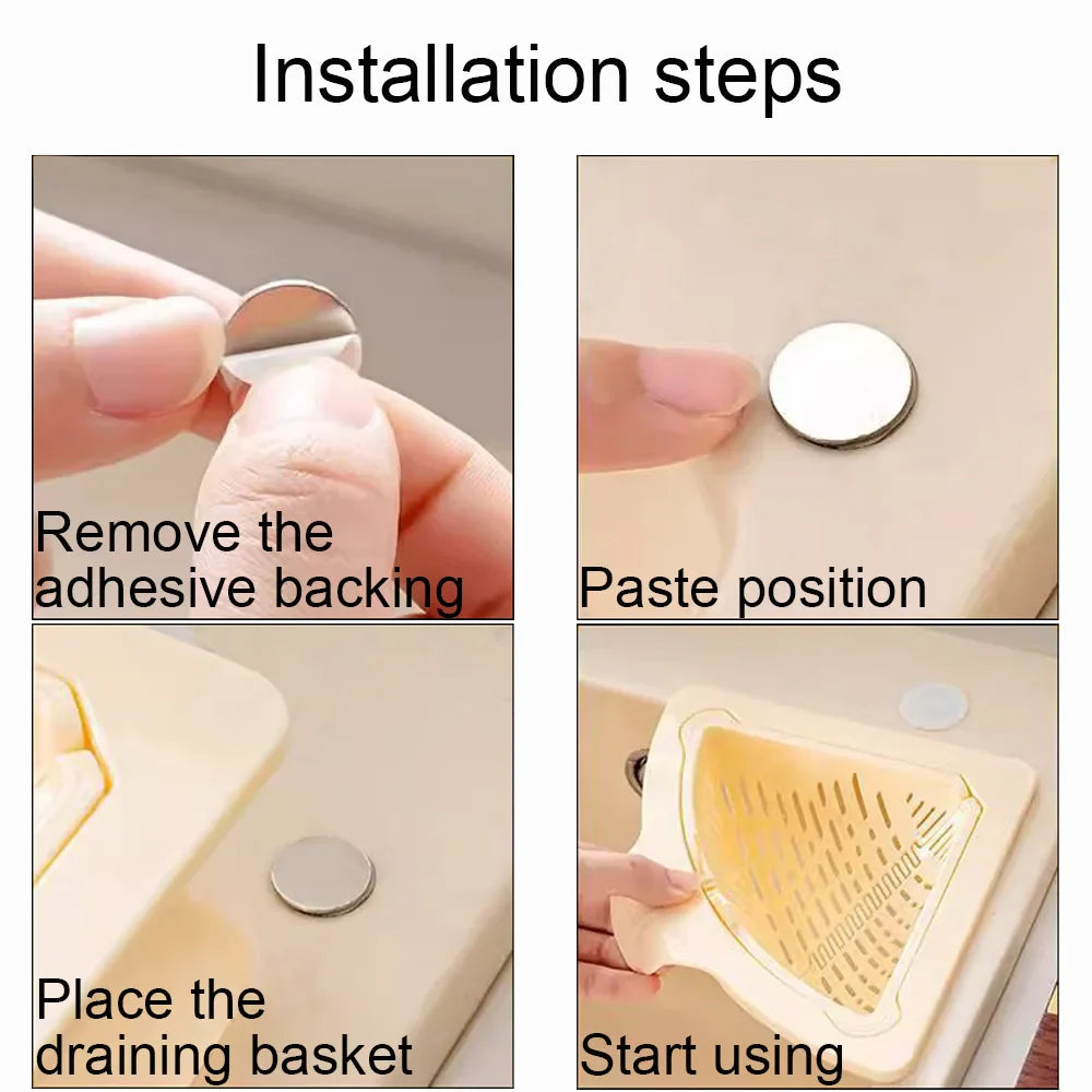 Magnetic Corner Sink Drain Basket Strainexa